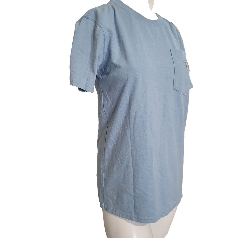 Carhartt Small 4-6 t-shirt youth unisex top loose fit pocket crew neck baby blue
